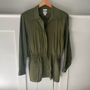100% Silk CLIO Jacket in Olive Green